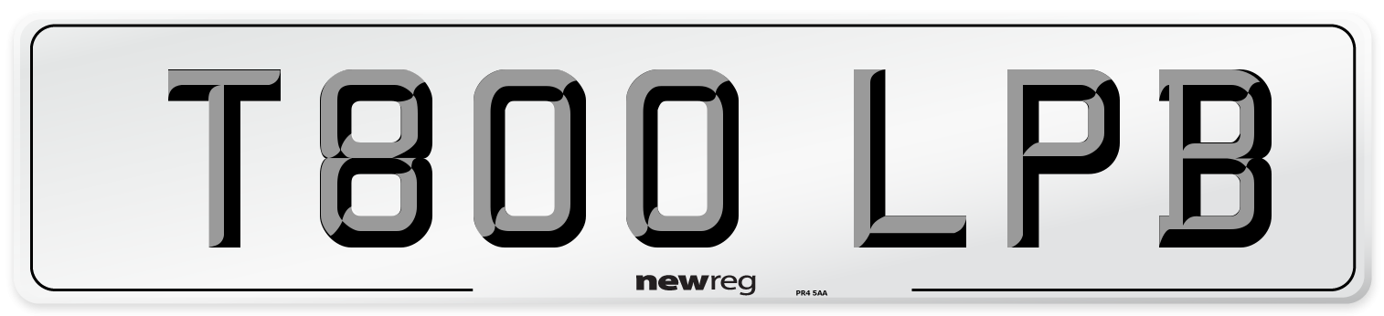 T800 LPB Number Plate from New Reg